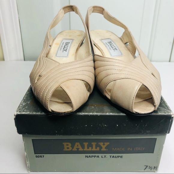 Vintage Bally Peep Toe Sling Back Italian Beige Shoes Size 7.5 - Picture 12 of 12